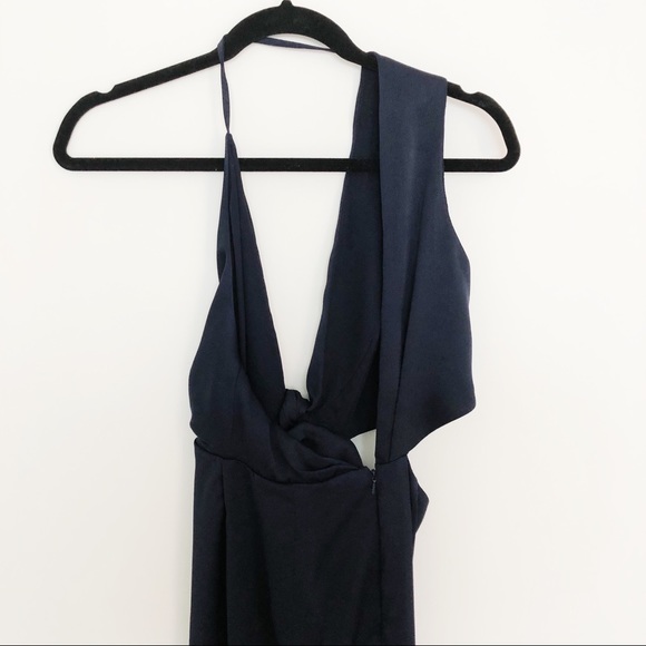 ASOS Navy Front Wrap Midi Dress - Picture 4 of 6